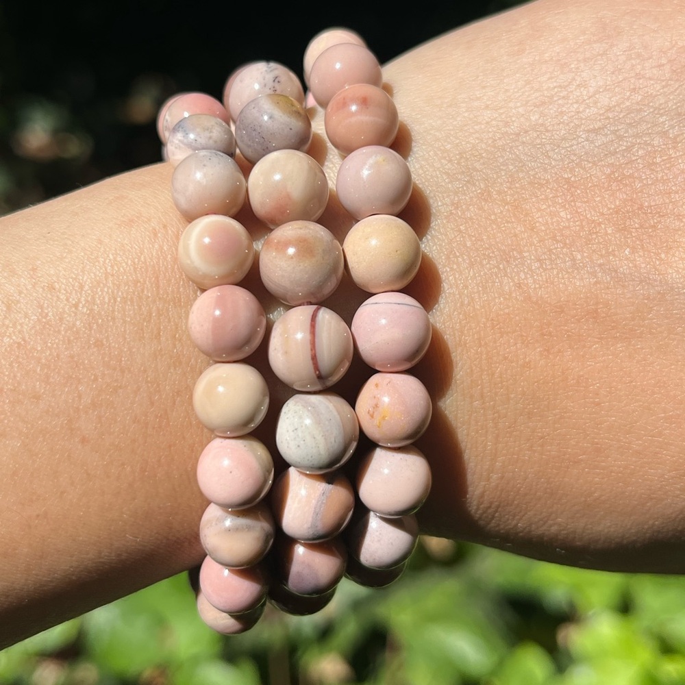 9mm‎ pink opal stretchable bracelet